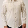 Roper 03-001-0040-0764 Mens Long Sleeve Embroidery Old West Collection White