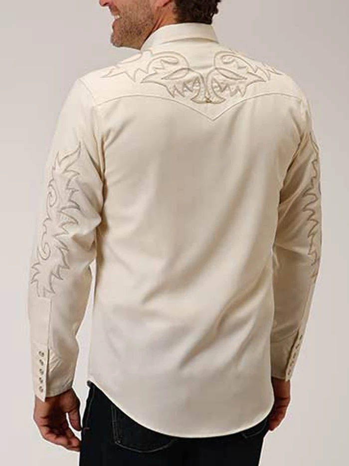 Roper 03-001-0040-0764 Mens Long Sleeve Embroidery Old West Collection White - Image 2