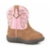 Roper 09-016-0191-2784 TA Infants Blaze Pink Western Stitch Cowbabies Boot Tan