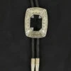 Double S 22868 Western Black Stone Bolo Silver