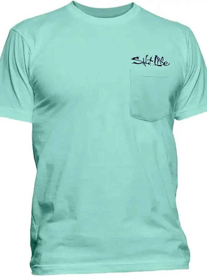 Salt Life SLM10832 Mens High Seas Pocket Tee Aruba Blue - Image 2