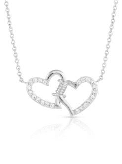 Montana Silversmiths NC5371 Womens Victory In Love Crystal Barbed Wire Necklace Silver