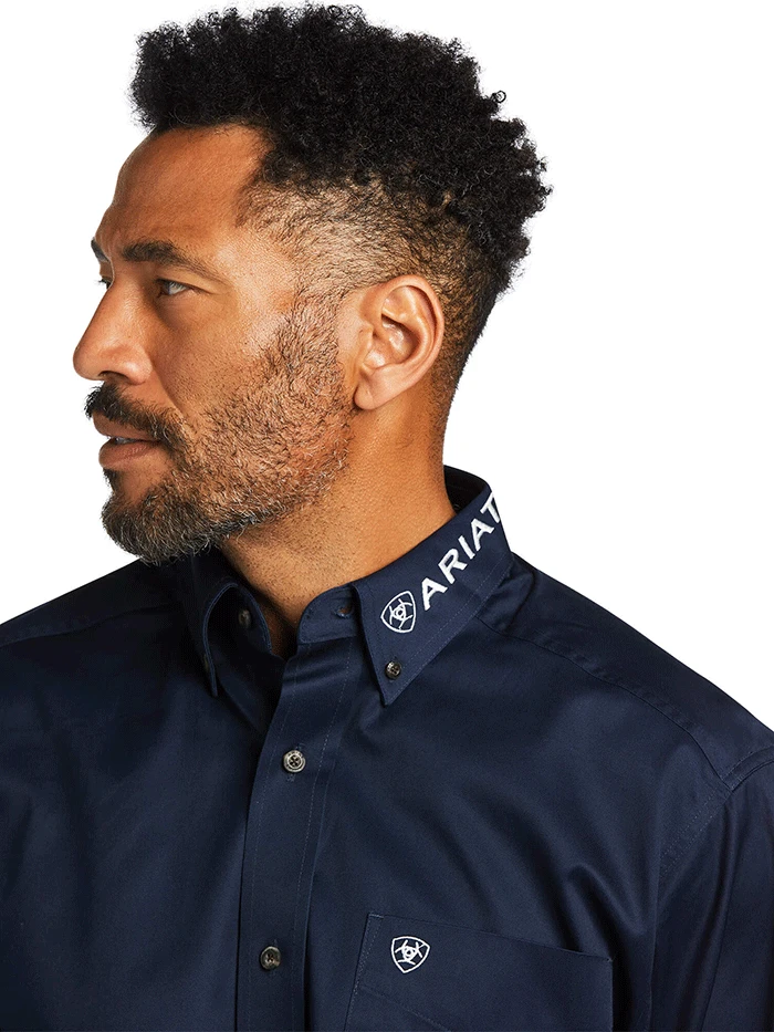 Ariat 10039368 Mens Team Logo Twill Classic Fit Shirt Navy Star Stripe - Image 4