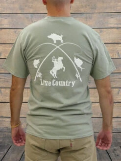 JC Western 1PC61SS Mens Live Country Short Sleeve Tees Stonewashed Green