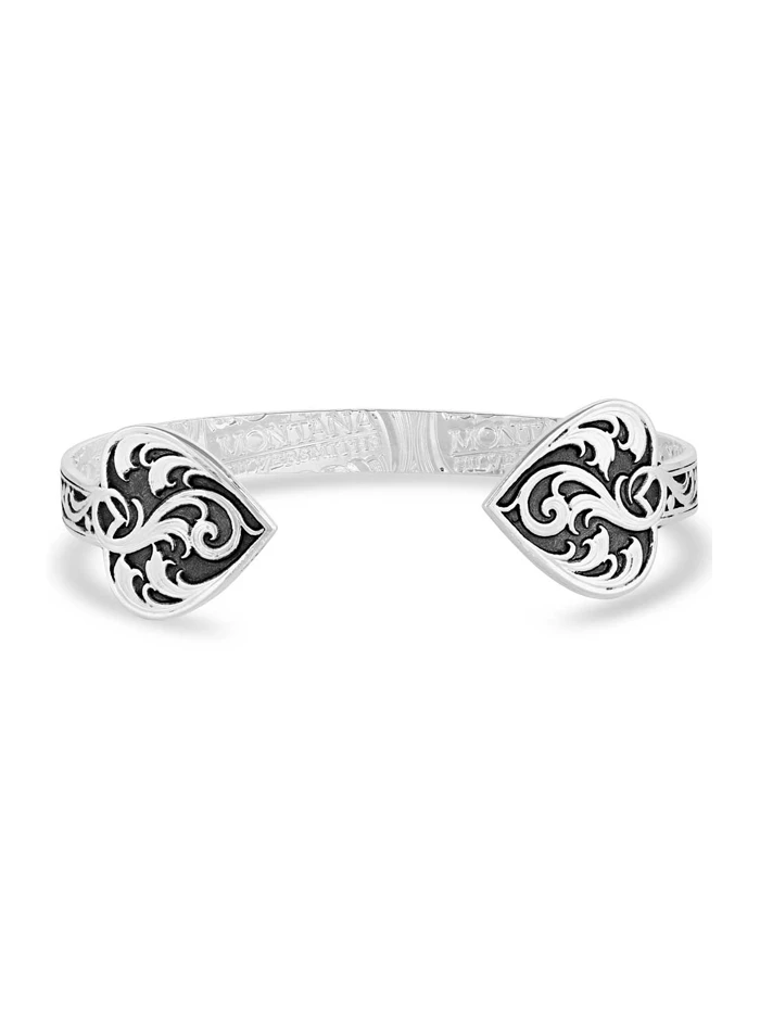 Montana Silversmiths BC4880 Womens Ace Of Hearts Cuff Bracelet Silver