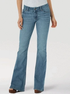 Wrangler 1009MWFNT Womens Retro Mae Mid-Rise Flare Jeans Tori
