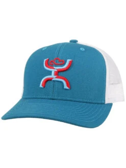Hooey 2106T-TQWH "Sterling" White And Turquoise 6-Panel Trucker Hat