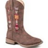Roper 09-119-1903-2481 BR Big Kids Arrow Underlay Western Boots Vintage Brown
