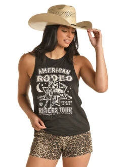 Rock & Roll Denim RRWT20R0YV Womens Graphic Tank Black