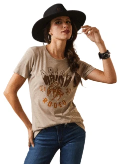 Ariat 10044615 Womens Vintage Rodeo T-Shirt Oatmeal Heather