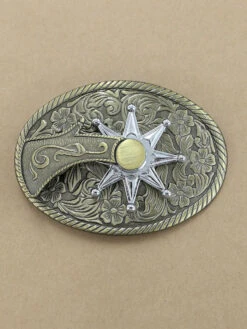 Fashionwest 412G Oval Spinning Spur Belt Buckle Antique Gold