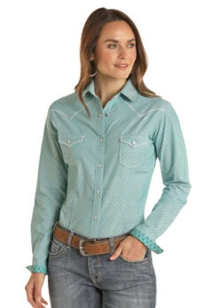 Panhandle RSWSOSR19C Womens Snap Shirt Turquoise
