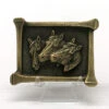 Three Horseheads USA Made Brass Finish Belt Buckle 5104