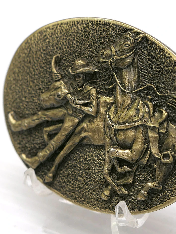 Colorado Silver Star 5783-B Bulldogger Oval Belt Buckle Brass - Image 2