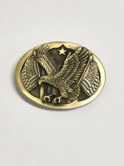 Colorado Silver Star 5990-B Eagle With Flags Oval Belt Buckle Brass