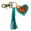 Myra Bag S-6910 Womens Fobble Hand Tooled Leather Keyfob Turquoise