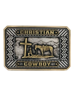 Montana Silversmiths A898 Beaming Christian Cowboy Attitude Buckle