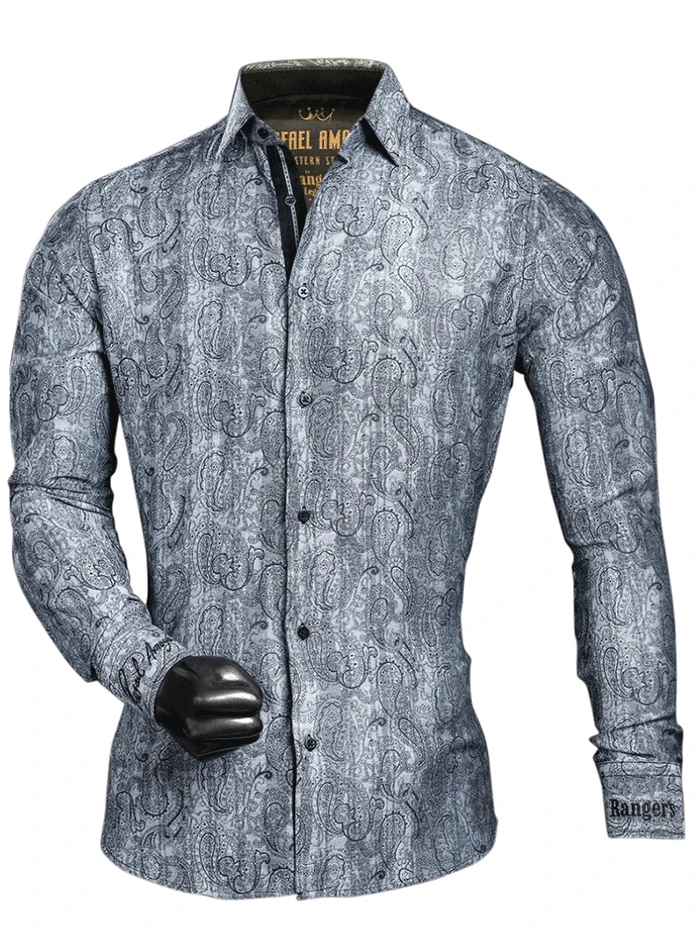 Rangers 238CA01 Rafael Amaya Mens Western Shirt Grey