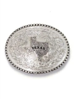 Montana Silversmiths 6189SV-610TX (D) Texas State Western Belt Buckle Antiqued Silver - D