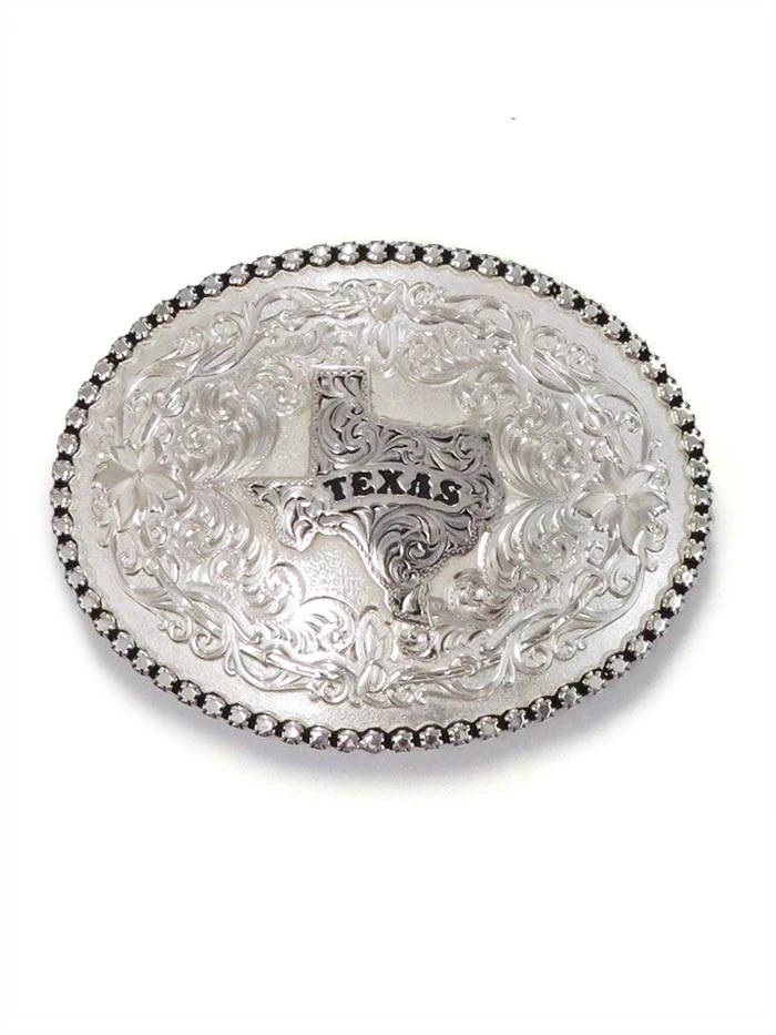 Montana Silversmiths 6189SV-610TX (D) Texas State Western Belt Buckle Antiqued Silver - D