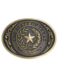 AndWest Mens 648-06 The State Of Texas Seal Buckle Antique Brass