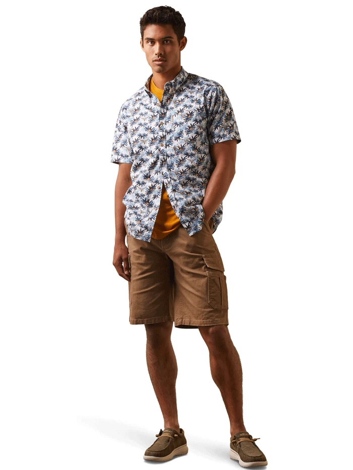 Ariat 10043706 Mens Palm Waves Stretch Modern Fit Shirt White - Image 4