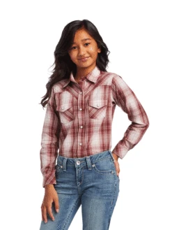 Ariat 10040630 Kids REAL Long Sleeve Shirt Russett Plaid