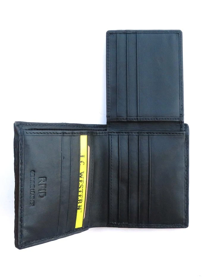 Skin Shop 7206 Mens RFID Blocking Caiman Bi-Fold Wallet Black - Image 2