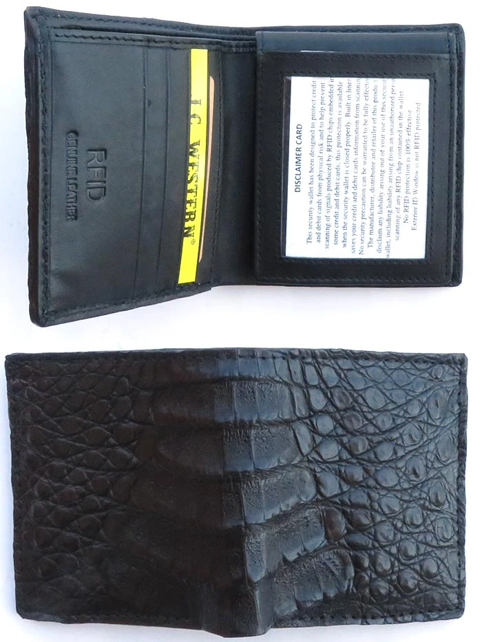 Skin Shop 7206 Mens RFID Blocking Caiman Bi-Fold Wallet Black - Image 3