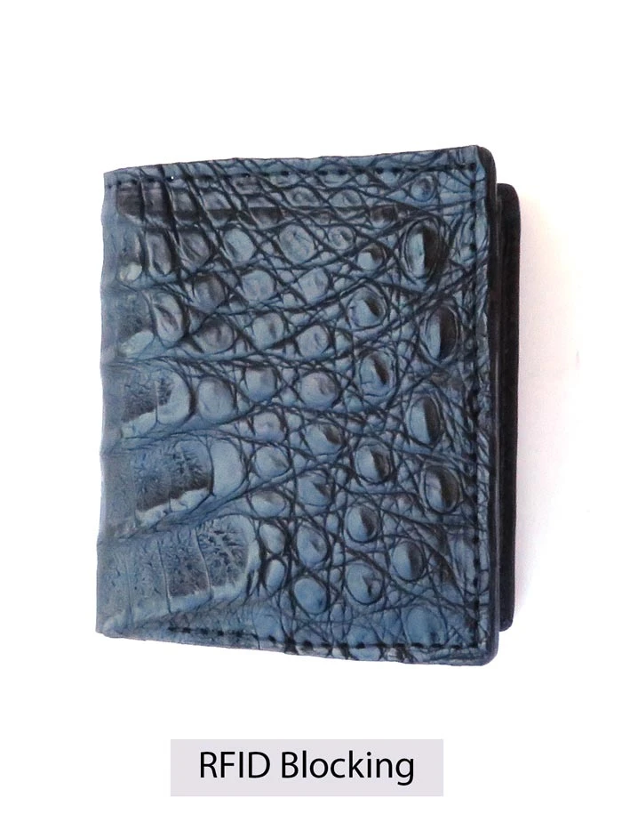 Skin Shop 7206 Mens RFID Blocking Caiman Bi-Fold Wallet Black