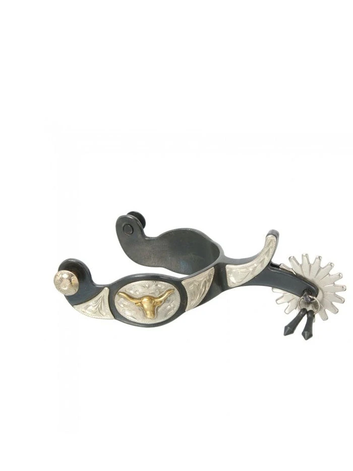 Tough 1 78-2816-0-0 Kelly Silver Star Steerhead Jingle Bob Spurs - Black Steel