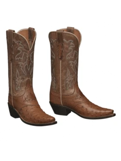 Lucchese M5603.S54 Womens Augusta Ostrich Vamp Boots Camel Tan