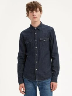 Levis Levi's 857450002 Mens Classic Western Denim Snap Shirt Dark Wash