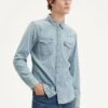 Levis Levi's 857450003 Mens Barstow Classic Western Denim Snap Shirt Stone Wash