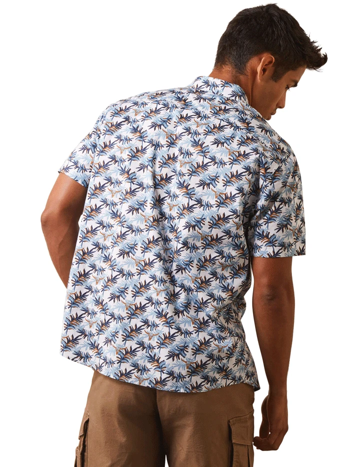 Ariat 10043706 Mens Palm Waves Stretch Modern Fit Shirt White - Image 2