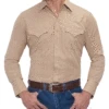 Ely Cattleman 15201934-28 Mens Long Sleeve Tone On Tone Western Shirt Khaki