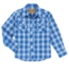 Wrangler 112314912 Kids Long Sleeve Retro Western Shirt Blue