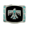 Colorado Silver Star 6604-BLB Silver Rectangular Thunderbird Buckle Black And Teal