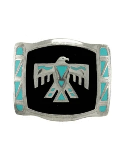 Colorado Silver Star 6604-BLB Silver Rectangular Thunderbird Buckle Black And Teal