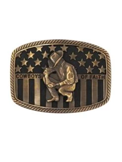 Montana Silversmiths A706C Cowboys Of Faith Flag Buckle Brass