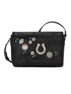 American West Ladies Lariat Love Crossbody Hand Bag 9703514 Black