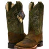 Old West BSC1915 BSY1915 Kids Square Toe Western Boot Olive Green
