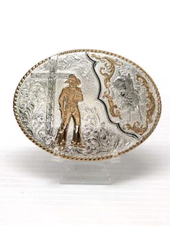 Crumrine C15106 Oval Bull Rider Cross Buckle 2-Tone