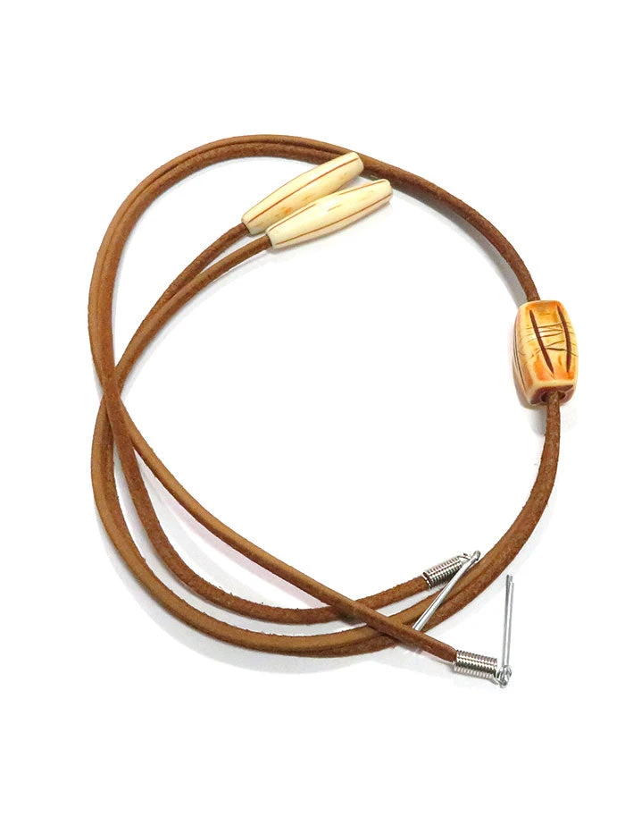 Twister Leather Cowboy Hat Chin Strap W/ Bone Bead - Image 2