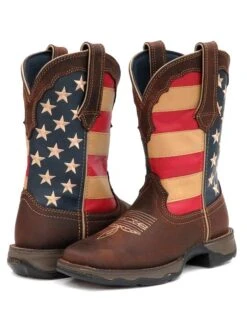 Durango RD4414 Womens Patriotic Pull-On Flag Western Boots - B