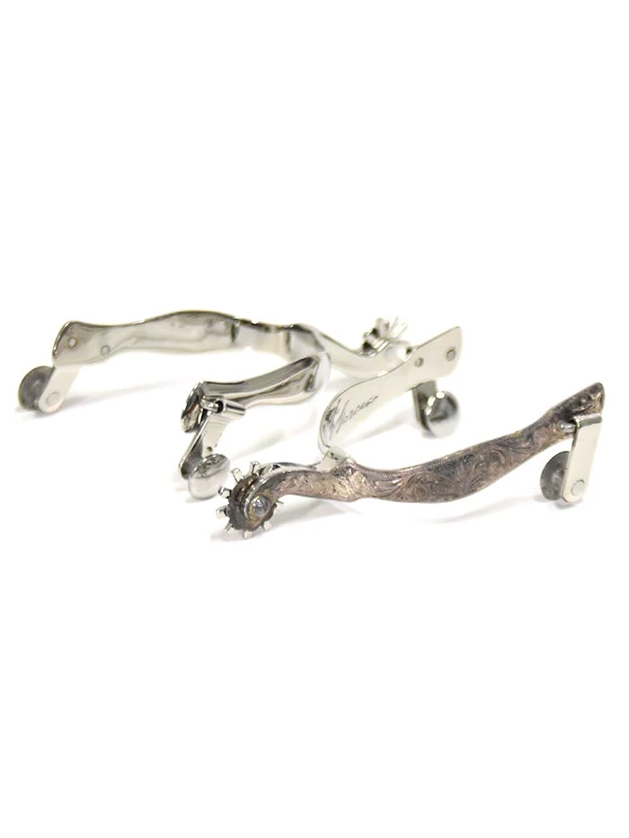 E. Garcia Authentic Chrome Western Inlay Cowboy Boot Spurs SP2251