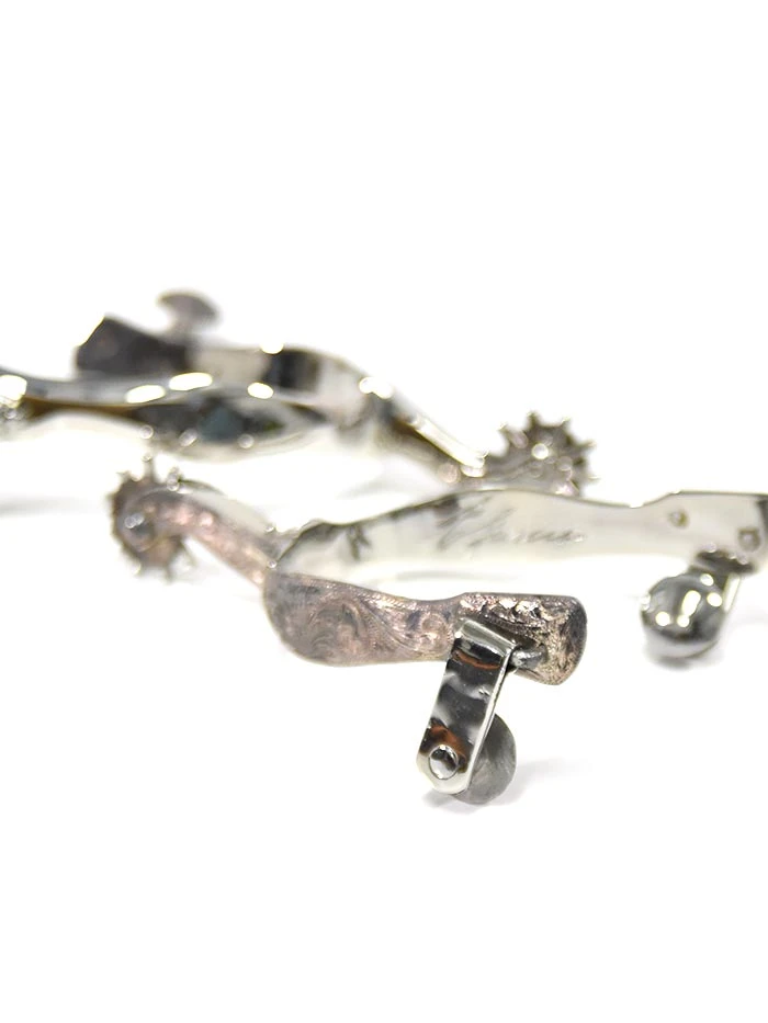 E. Garcia Authentic Chrome Western Inlay Cowboy Boot Spurs SP2251 - Image 2