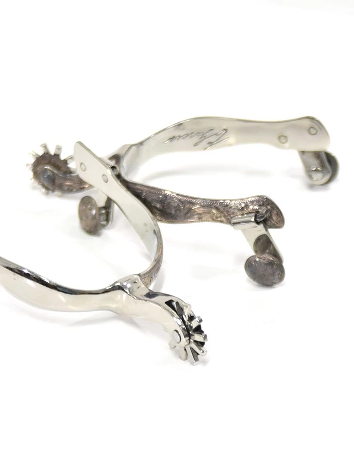 E. Garcia Authentic Chrome Western Inlay Cowboy Boot Spurs SP2251 - Image 4