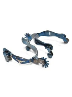 E. Garcia Authentic Longhorn Blue Inlay Cowboy Boot Spurs SP2261