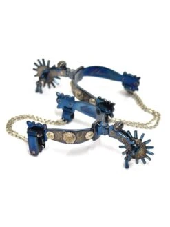 E. Garcia Authentic Blue Inlay W/ Jingle Bobs Cowboy Boot Spurs SP2271